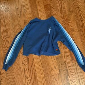 Blue stripe aviator nation cropped sweatshirt